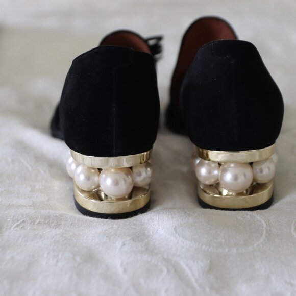 Jeffery Campbell Civil MP Black Suede Gold Pearl Size 9.5 - Picture 6 of 13